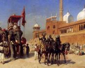 埃德温罗德威克斯 - Great Mogul and his Court Returning From the Great Mosque at Delhi India